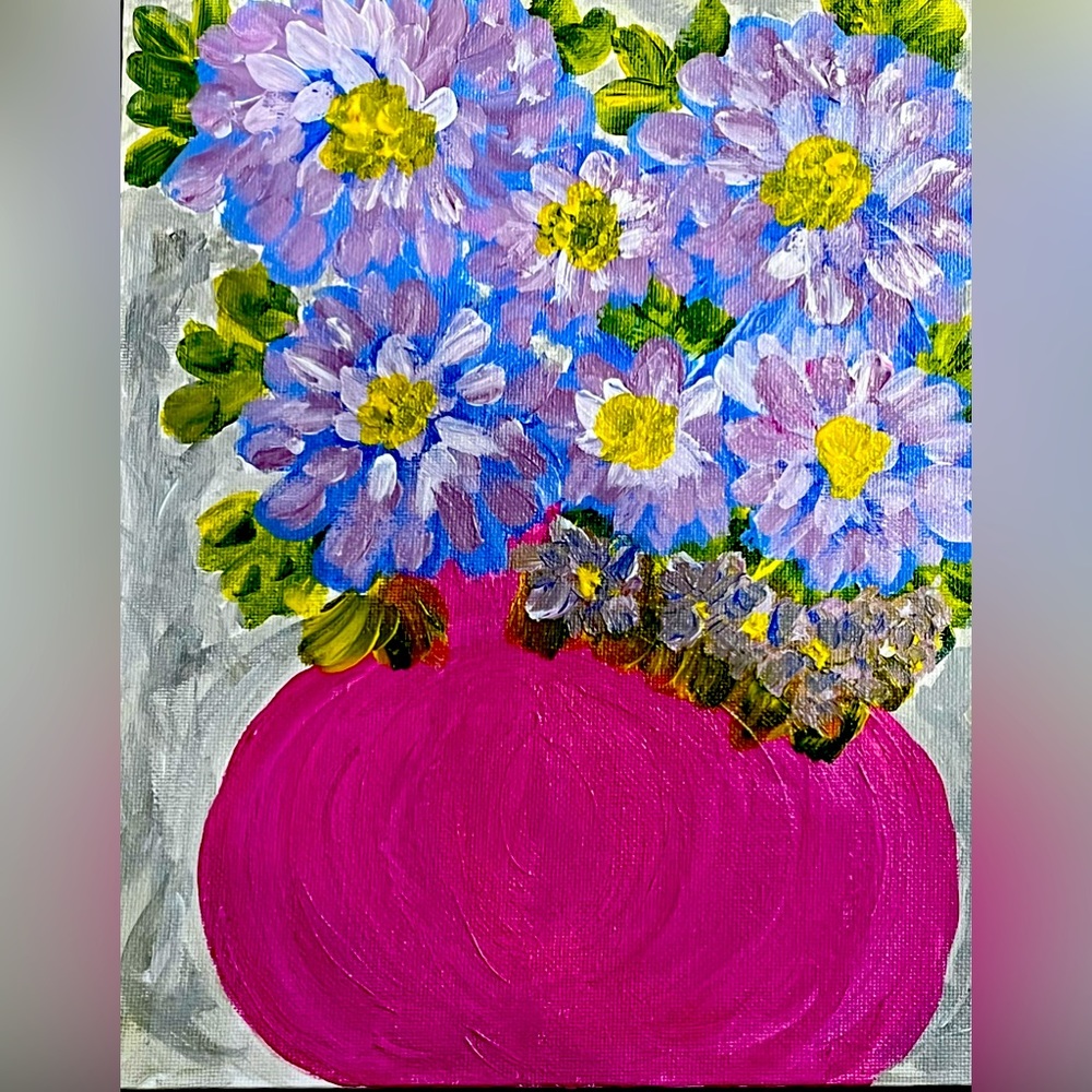 “In The Pink” a signed original acrylic painting by Janet Smith of Boise, Idaho